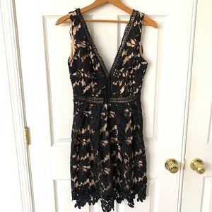Romeo & Juliet Couture Black Lace Overlay Dress